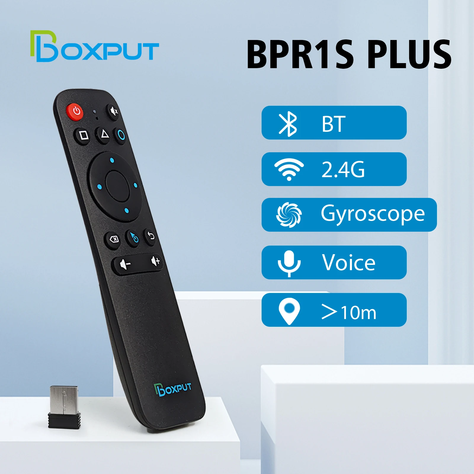 BOXPUT BPR1S Plus Bluetooth 5.0 Wireless Air Mouse IR Learning 2.4G With Gyroscope Voice Remote Control For Smart Android TV Box