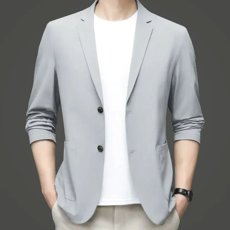 New Summer Men Thin Blazers Business Casual Suit Jackets Breathable Coats Male Spring Formal Wear Slim Blazers Jackets Size 4XL