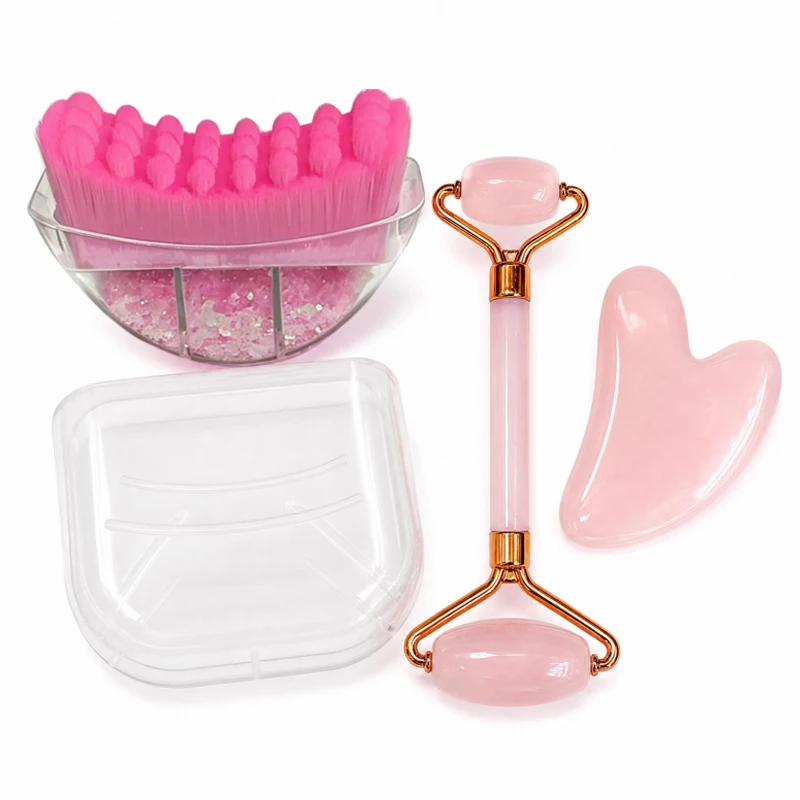 3-in-1 contour lymphatic brush, facial brush, makeup brush, heart-shaped scraping board, double-ended roller massager