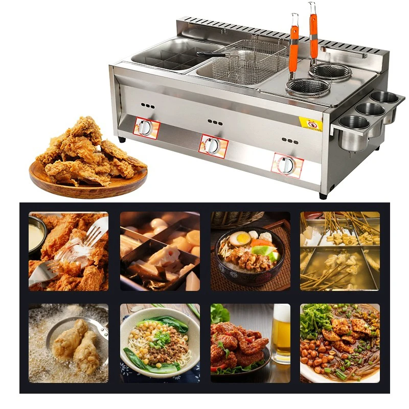 

Commercial Gas Fryer Equipment Stall Grill Deep Fryer Chicken Oden Fried Skewers Machine Teppanyaki Equipment