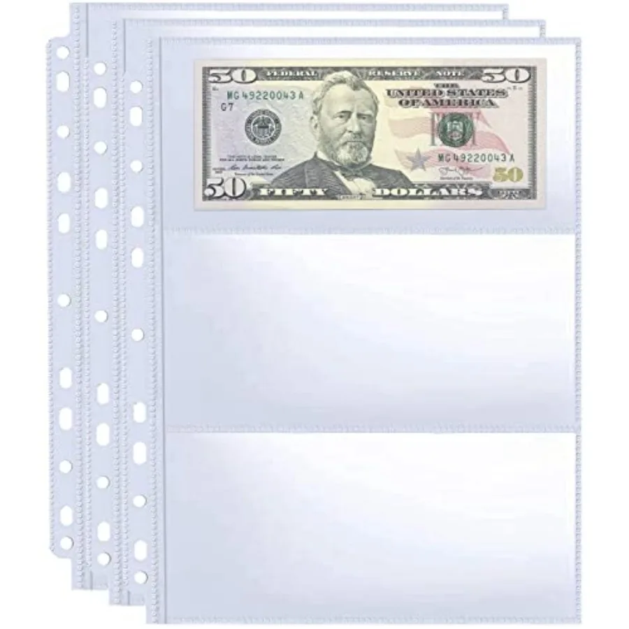 

30 Pack 180 Pockets 11 Hole Currency Collection Collecting Aum Refill Page Double Side 3 Pockets Currency Sheets for Collecting