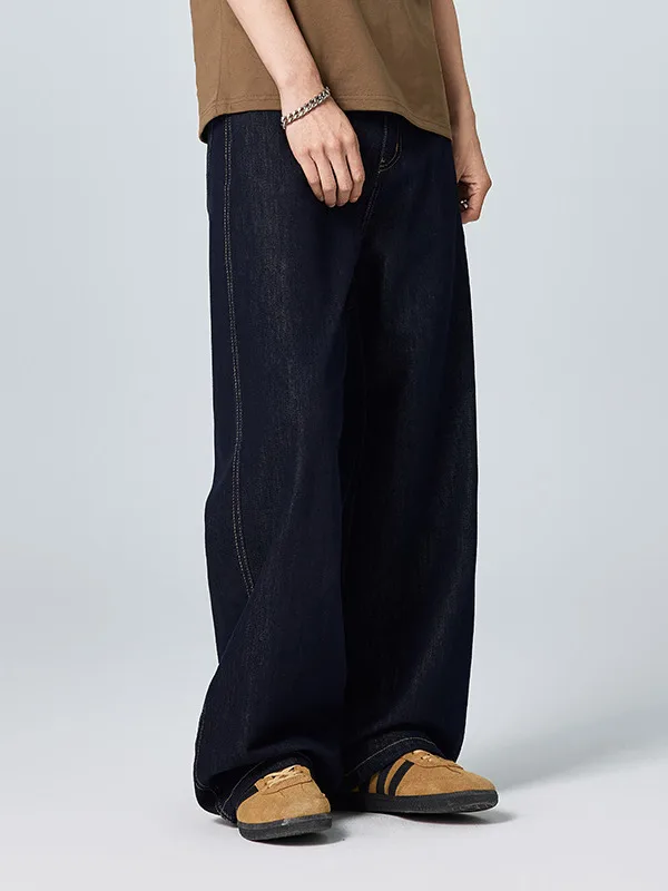 

Мужские джинсы KGK2025: американские прямые джинсы свободного кроя в стиле ретро, модные, удлиненные, из смесового хлопка и полиэстера