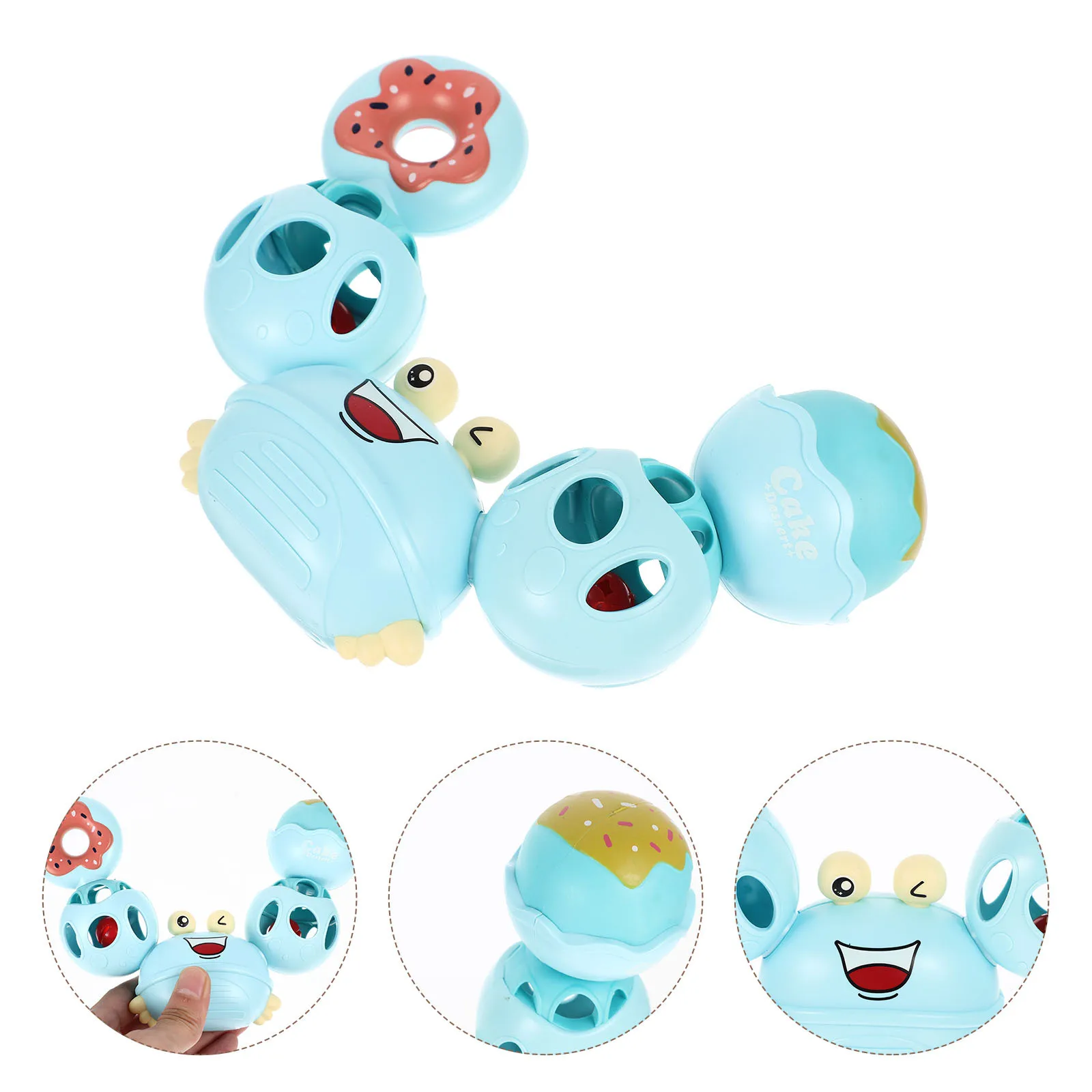 خشخيشة سرطان البحر آمنة ومتينة للأطفال، سهلة الاستخدام، اهتزاز بلطف، تجذب الاهتمام، تدريب وتنمية السمع للرضع