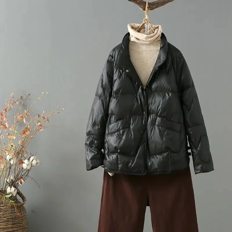 Warm Temperament Short Model Down New Disc Buckle Lax Coat Cotton Clothing Jacket Women  Winter Coat Women  Winter  Coat Women