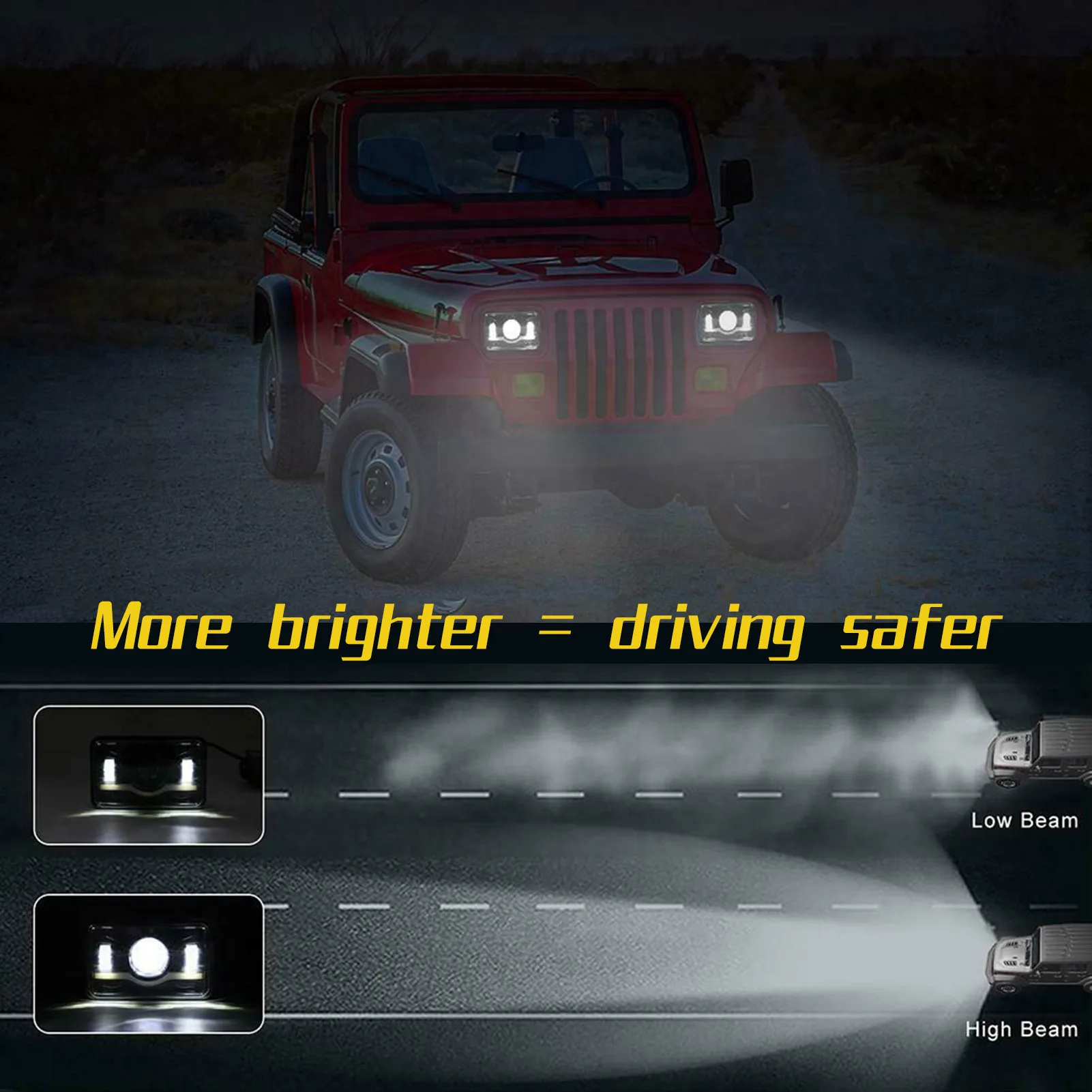 4 Stuks 4X6In Hi/Lo Beam Led Koplampen Waterdicht Ip68 Heldere Koplampen Voor Chevy C10 C20 C30 Camaro Ei C5500-Kodiak