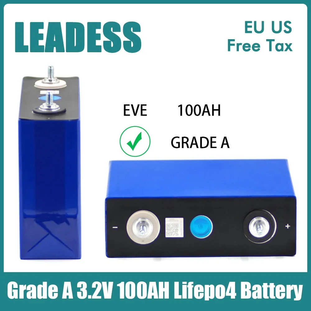 Grade A 3.2V 100AH Lithium phosphate battery 100000mAh Batteries Pack DIY 12V 24V Lifepo4 Cell for Solar Energy Storage System