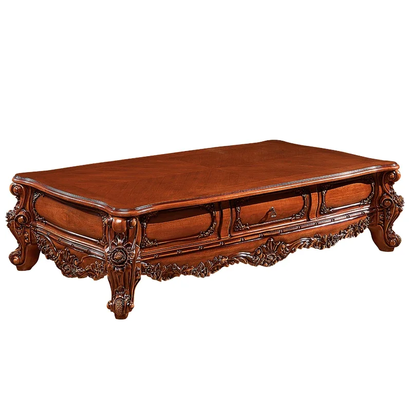 

Европейский журнальный столик из цельного дерева, американский роскошный мраморный журнальный столик ручной работы, чайный столик Кунг-фу, гостиная на вилле