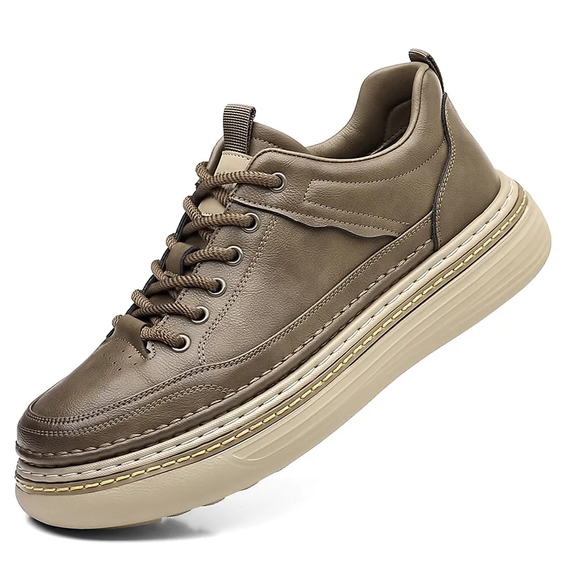 

British-style Business Casual Men's Shoes 2026 Spring Autumn New Leather Sneakers Male Low Top Fashion Platform Board Shoes Man