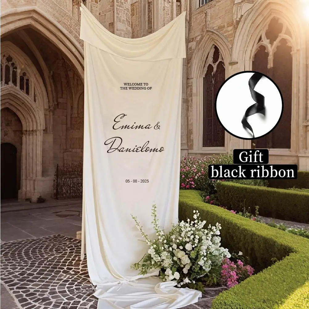 Personalized Wedding Sign Fabric Wedding Sign, White Custom Wedding Welcome Sign Event Decoration, Exquisite, Cute, High Quality, Custom Decorative Banner Lover's Gift