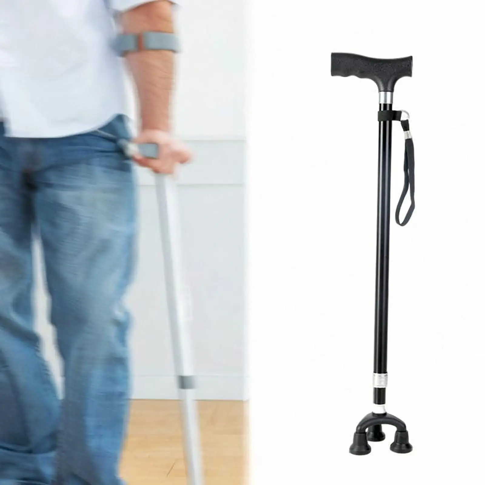 

Elder Cane Adjustable Height Foldable Crutch Cane for Old Man Travel Elderly