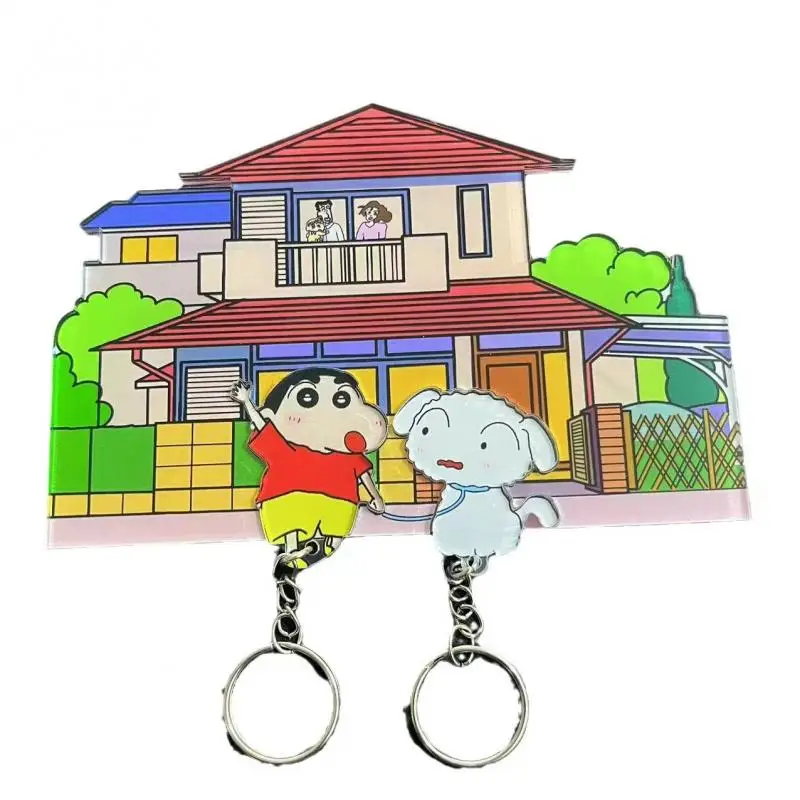 Kawaii Crayon Shin Chan Acrylic Couple Keychain Anime Cartoon Doll Creative Refrigerator Magnet Bag Pendant Decoration Gift