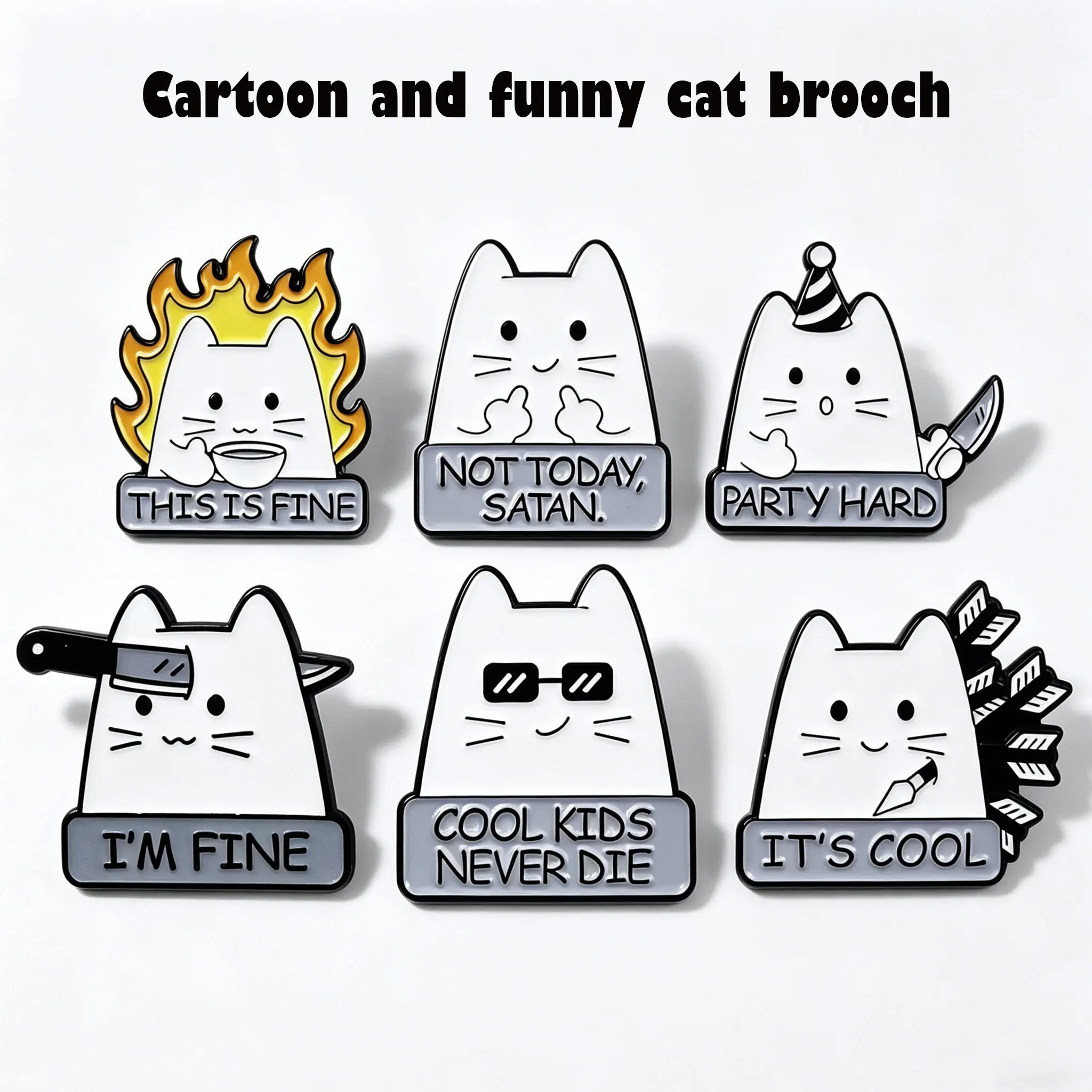 Funny Cat Brooch Enamel Pin Backpack, Clothing Decoration, Lapel Badge Send to a friend Funny Jewelry Gifts
