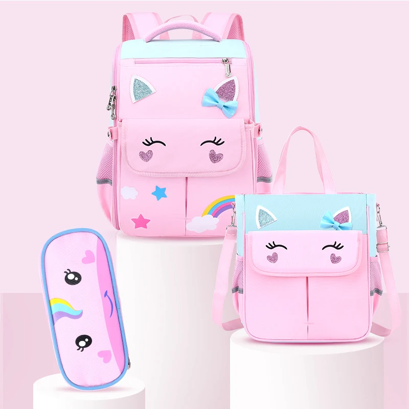 New Girl School Bag Pink Orthopedic Rucksack 1-6 Grade Kids Backpacks Student Cute Bookbag Children Waterproof Schoolbag Mochila