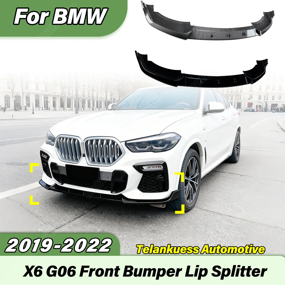 For Bmw X6 G06 M Sport 2019 2020 2021 2022 Car Front Bumper Spoiler Lip Sports Racing Front Chin Spoiler Body Modification Kit