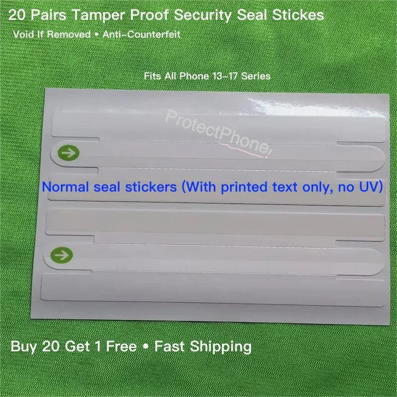20 Pairs Tamper Proof Security Seal Stickers for 13-17/16e/17e Pro Max/Plus/Air/Mini - Void Labels Box Closure Packaging Seals