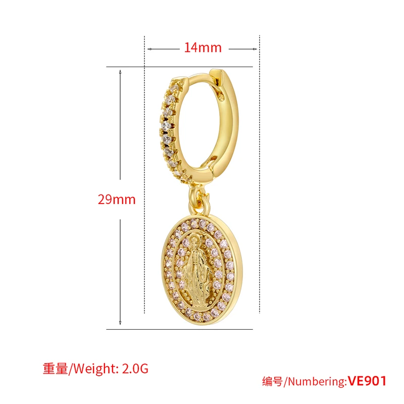 ZHUKOU 3 stili pendenti orecchini orecchini pendenti vergine maria orecchini croce moda Cubic Zirconia gioielli all\'ingrosso VE897