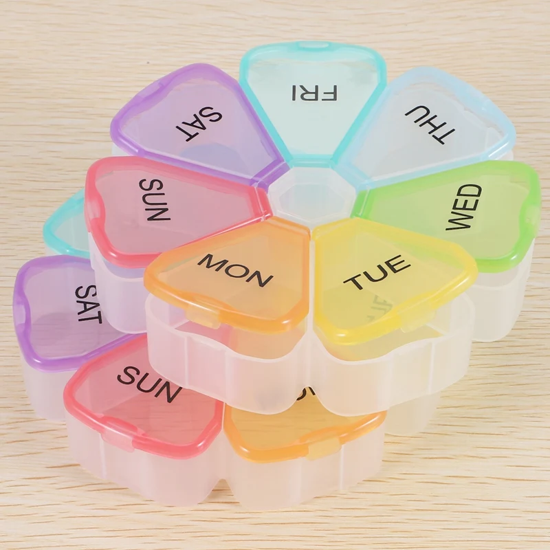 2 Pcs Weekly Pill Organizer, Portable 7 Day Pill Box Case With Large Separate Compartments