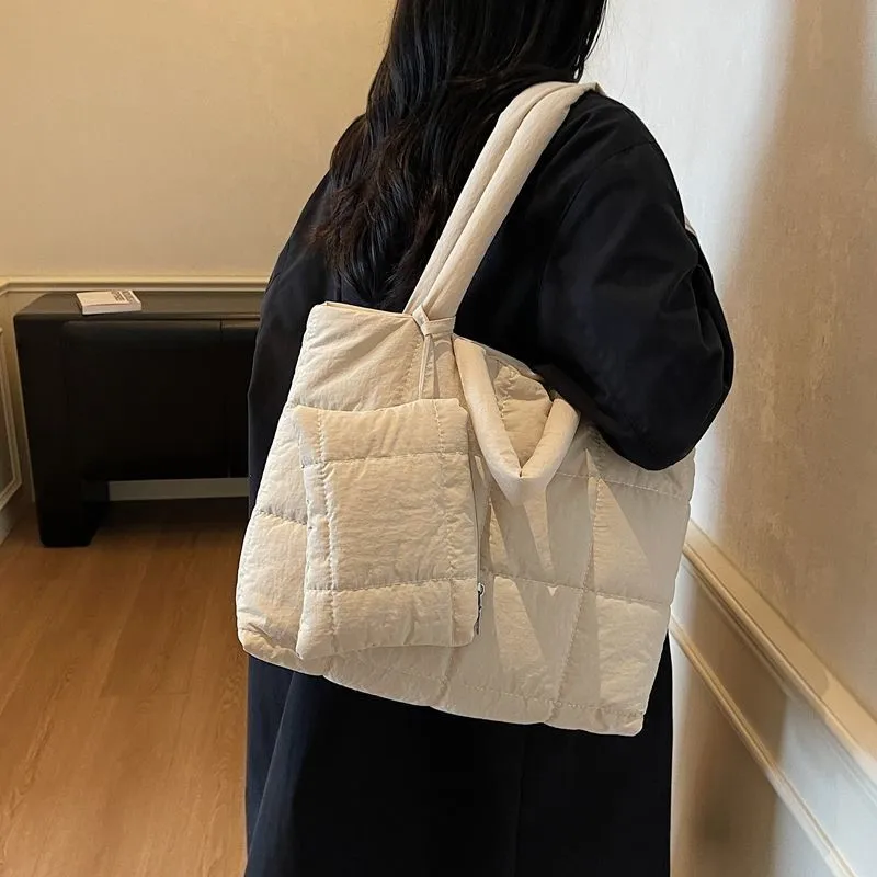 

Fashion Simple Plaid Tote Bag Women Large Capacity Harajuku Handbag Ladies Waterproof Lightweight Casual Versatile Shoulder Bags