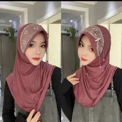 Saudi Hijab Femme Musulman Beading Hat Instant Hijab Scarves