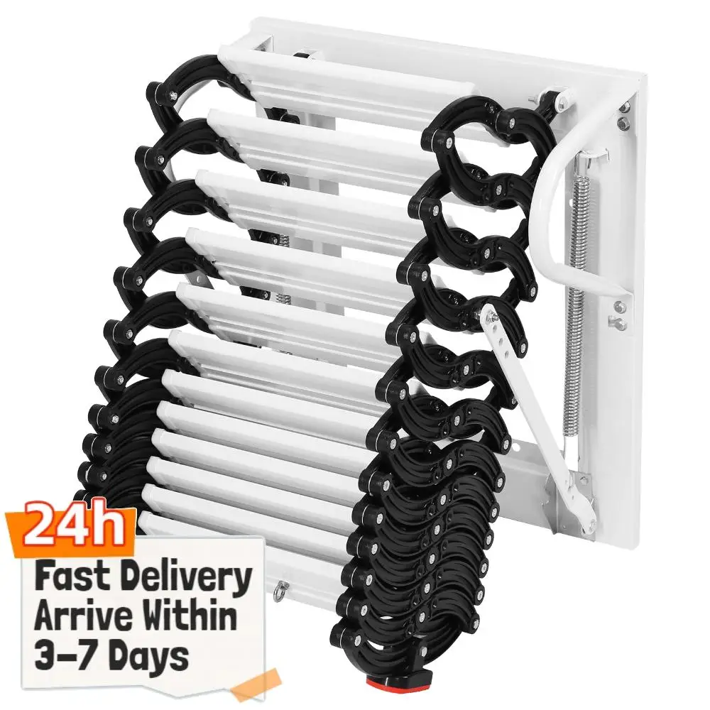 

12-ступенчатая выдвижная лестница для чердака, выдерживающая до 600 фунтов, с противоскользящими ступенями, 11,2 фута, для дома, использования внутри и снаружи помещений