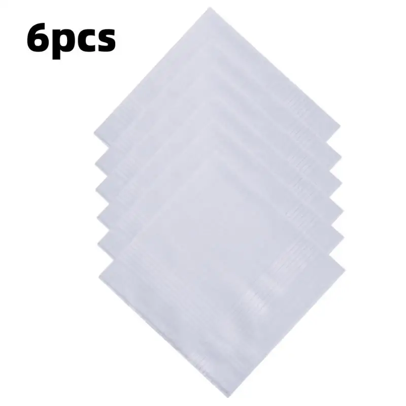 Men's Pure White Handkerchiefs, Cotton Set