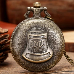 Orologio da tasca in bronzo Vintage ACDC Hells Bell Tema Orologio da tasca al quarzo Collana pendente per uomo Regali per bambini relogio masculino