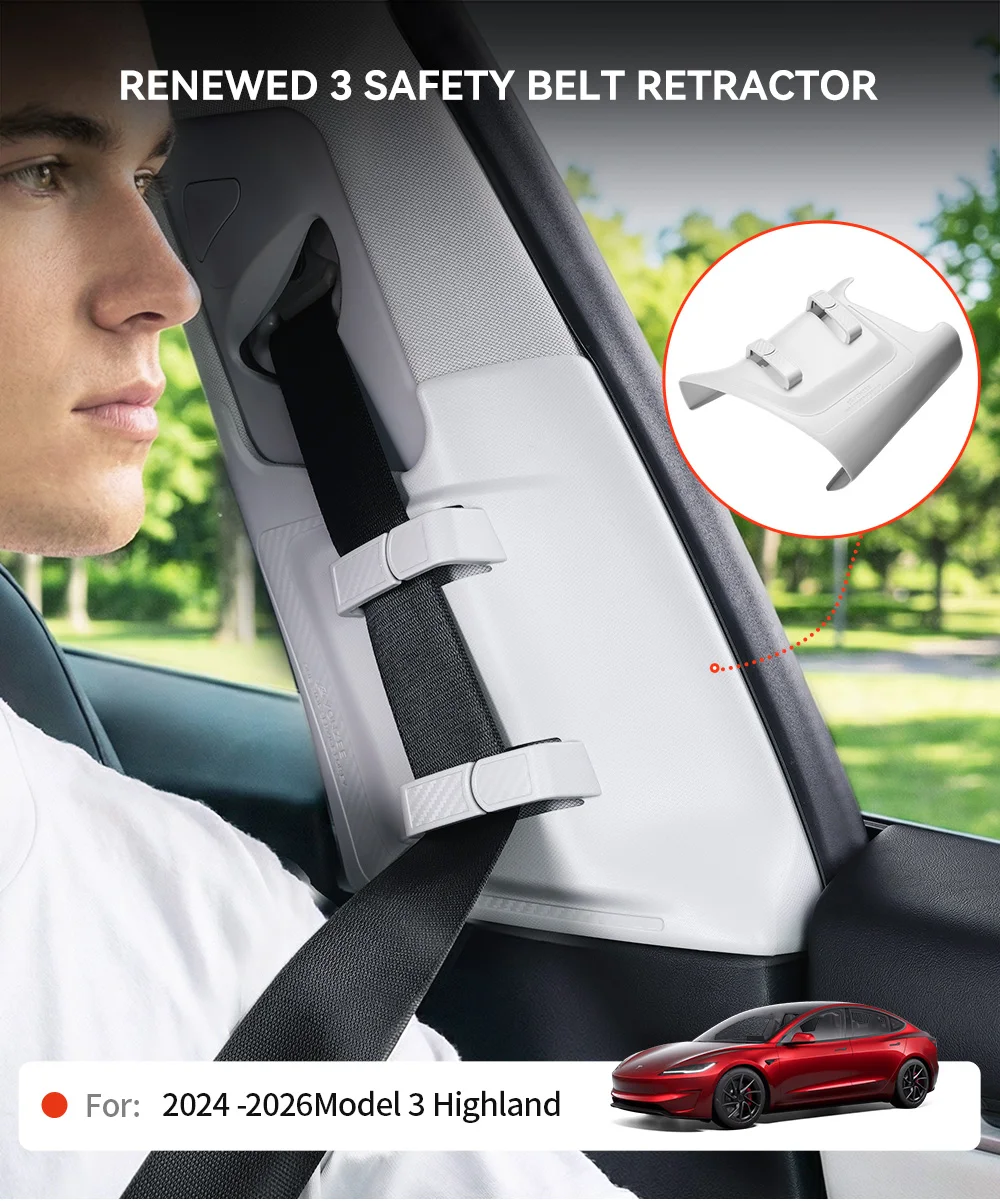 YZ Für maßgeschneiderte Tesla Model 3 2024-2026 Highland Autosicherheitsgurte 2-Stufen-Verstellclip Schulterpolster Anti-Erstickungs-Zubehör – Detail 1