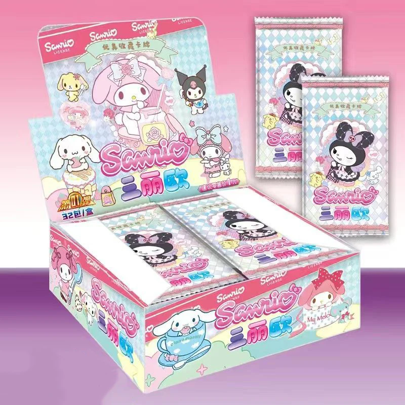 Sanrio Kuromi Hello Kitty Shining Card Cartoon My Melody Cinnamoroll Collectible Game Trading Card Children Toy Christmas Gift