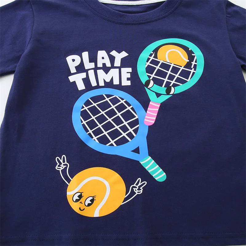 2-7T Children's Boys Girls T Shirts Tennis Racket Print Short