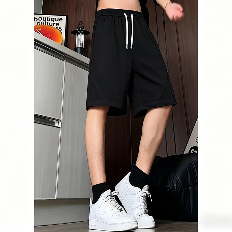 Plus Size 5XL-M Summer Men Casual Shorts Simple Knee Length Loose Men's Straight Beach Shorts All Match Comfortable Man Clothes
