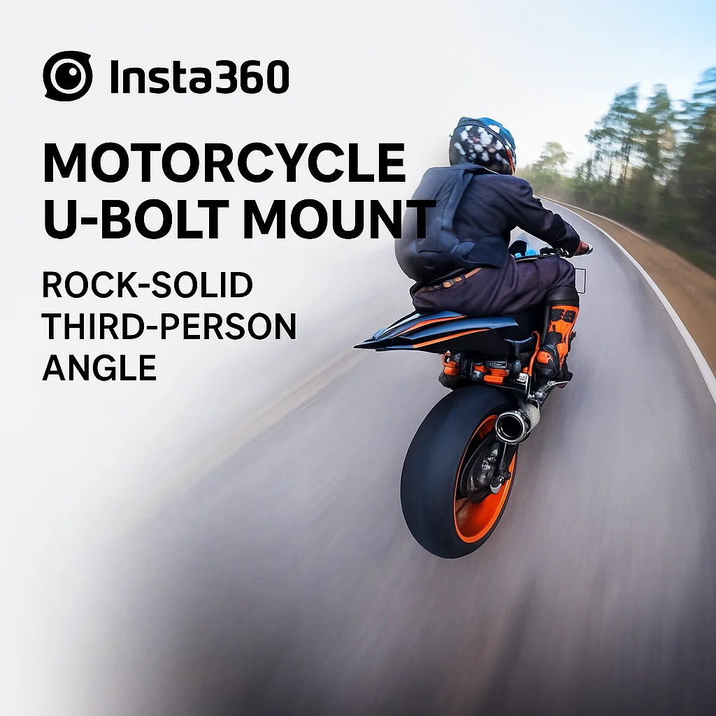 Insta360 Motorcycle U-Bolt Mount | Adjustable Handlebar Clamp for GO Ultra/X5/Ace Pro 2/X4/Ace Pro/Ace/X3, Secure Camera Holder