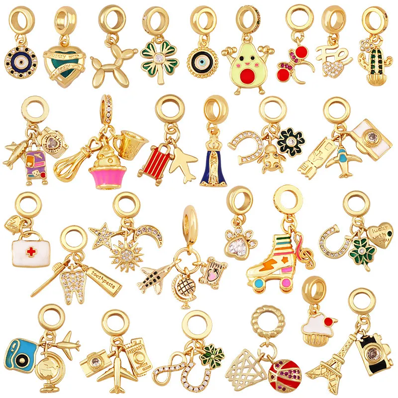 Trendy Travel Aircraft Sport Eiffel Tower Star Eye Heart Camera Dog Charm Pendant,Jewelry Necklace Bracelet DIY Supplies R38