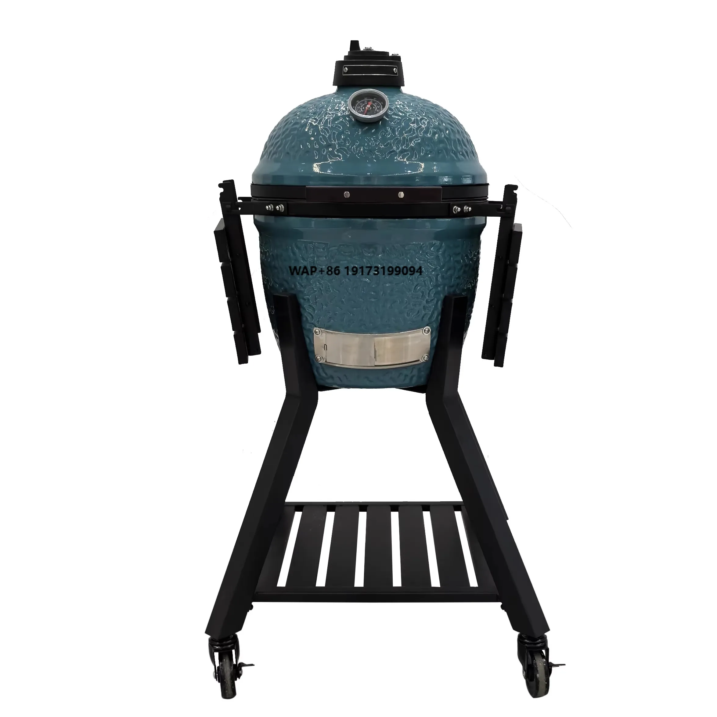 

Manufacturer's Large 16\" Pro Inch Glossy Light Blue Ceramic BBQ Grill Modern Style Kitchen Charcoal Egg Shaped Barbecue Grill