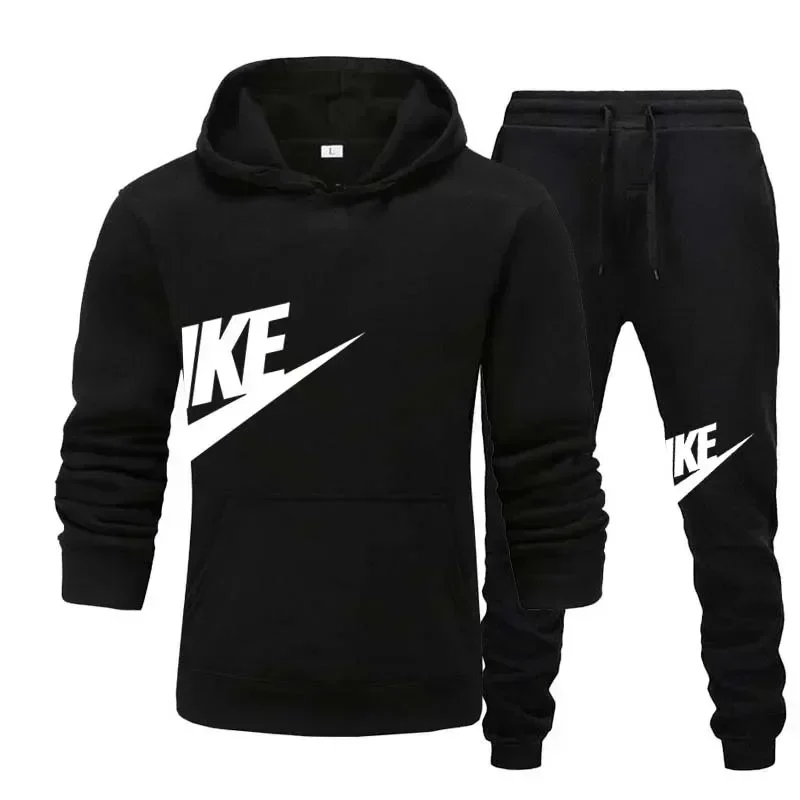 

2025 new autumn and winter outdoor sports sportswear, men's casual and fashionable hooded sweatshirt + long pants 2-piece set