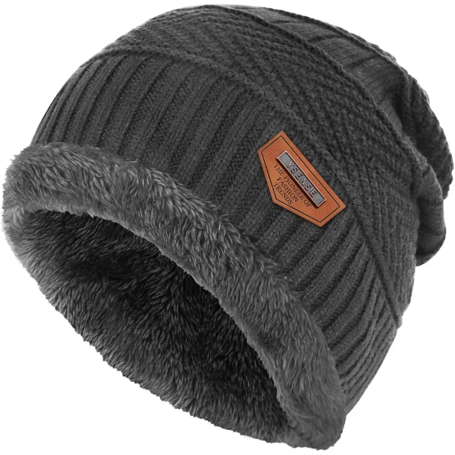 

Mens Winter Hats Warm Slouchy Beanie Oversized Baggy Hat Fleece Lined Knit Skull Cap