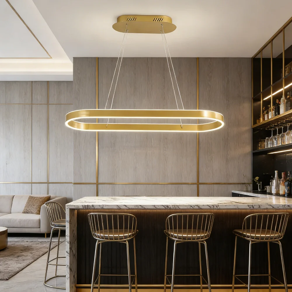 LED Modern Golden Pendant Light for Living Room Dining Table Hotel bar counter Office Ceiling Chandelier Indoor Lighting Fixture