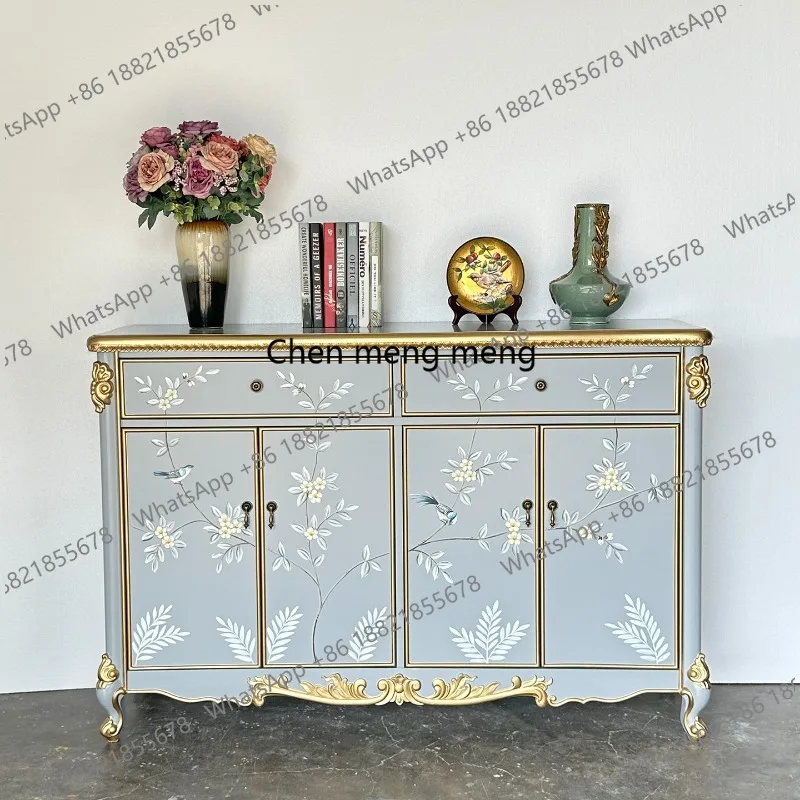 

Light luxury shoe cabinet French living room against the wall Entrance cabinet Painted four-door corridor Edge cabinet