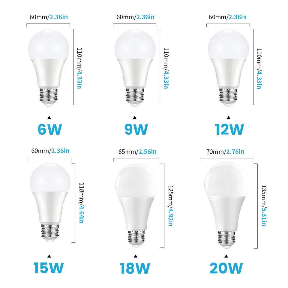 LED E27 Radargevoelige Gloeilamp 189-265V Energiebesparende Slimme Detectie Bewegingssensor Licht 6W 9W 12W 15W 18W 20W Lampada LED