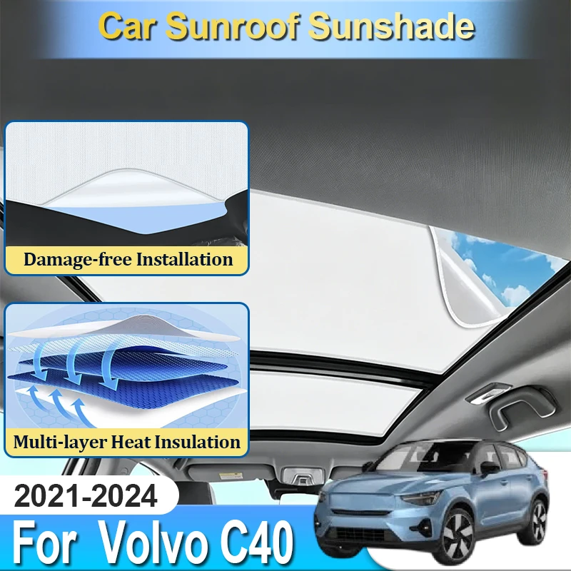

For Volvo C40 Accessories 2021 2022 2023 2024 Visor Sunroof Sunshade Sun Cover Car Tools Parts Auto Electrostatic Static Cling
