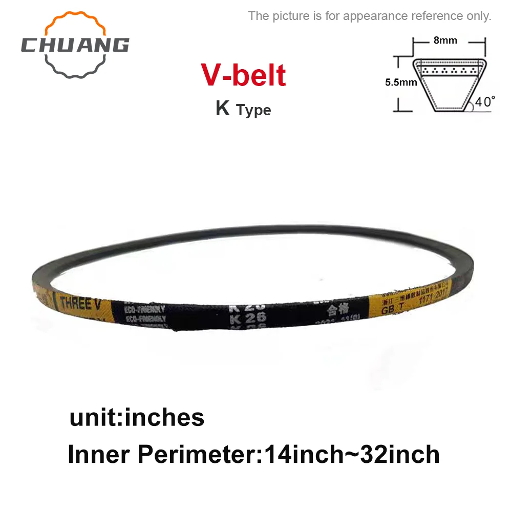 V-belt K Type Transmission Belt perimeter:14inch~32inch K Type Triangle Belt Industrial Agricultural Equipment Transmission Belt