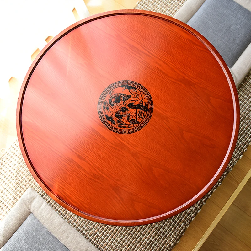 80x80cm Round Korean Folding Table – Traditional Low Dining Table with Sturdy Frame, Compact & Space-Saving Design Low Table