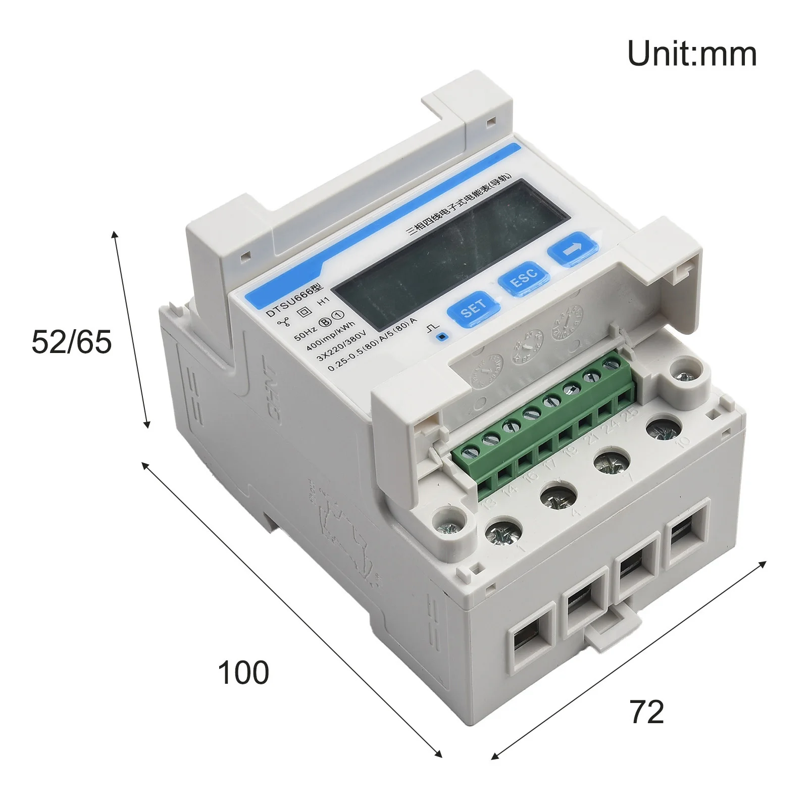 

1 шт. новый высококачественный счетчик энергии Smart Meter 220/380 В 3-фазный АБС Электрический счетчик энергии инструмент Квар