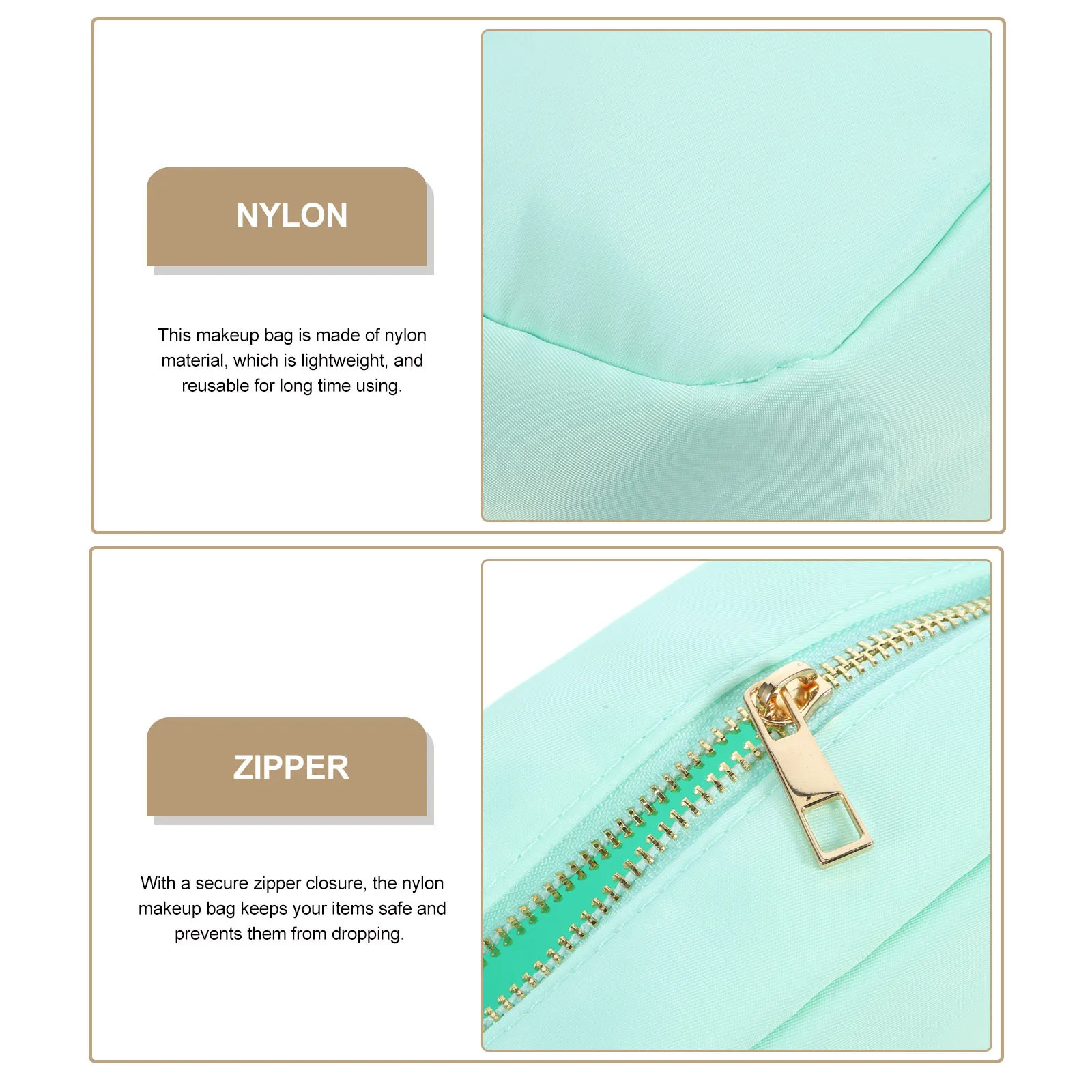 

Waterproof Makeup Bag Nylon Travel Reusable Portable Cosmetics Organizer Pouch for Women Zipper Makeup Bag Organizer Bags