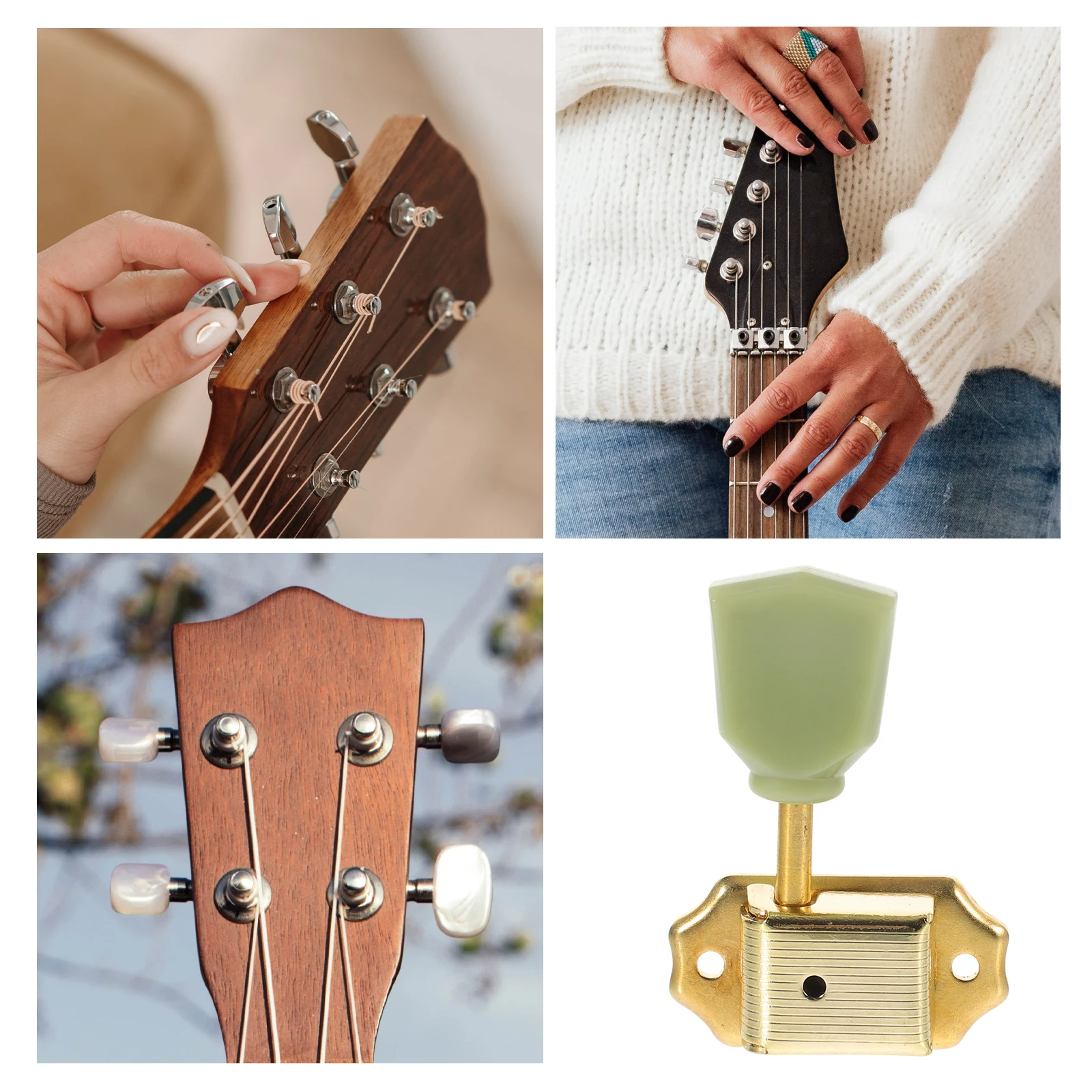 

6Pcs Guitar Buttons Vintage Jade Guitar Pegs Locking Tuners Precise Acoustic Electric Guitar Tuning