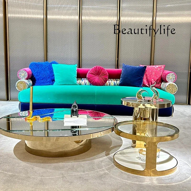 

Soft Fancy Unique Sofa Modern Wood Nordic European Puffs Sofa 3 Seater Muebles Para Salas Modernos Living Room Furniture