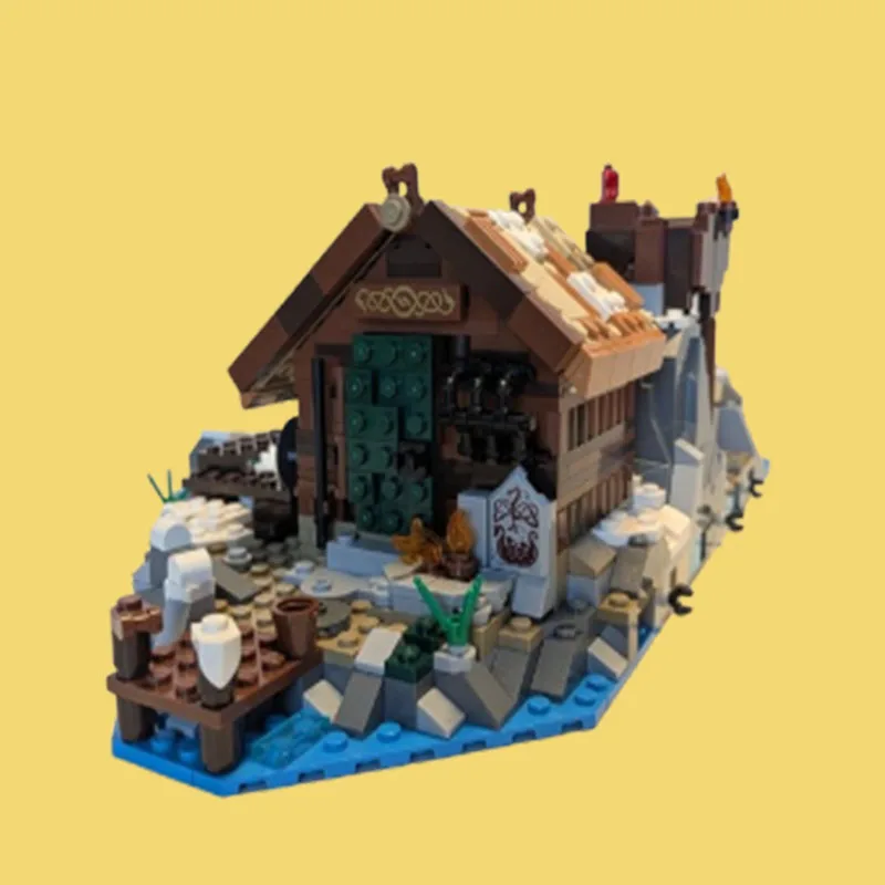 بقعة MOC-206374 فايكنغ قرية اللبنات منزل القرون الوسطى الطوب بناء الإبداعية بناء نموذج اللبنات للأطفال