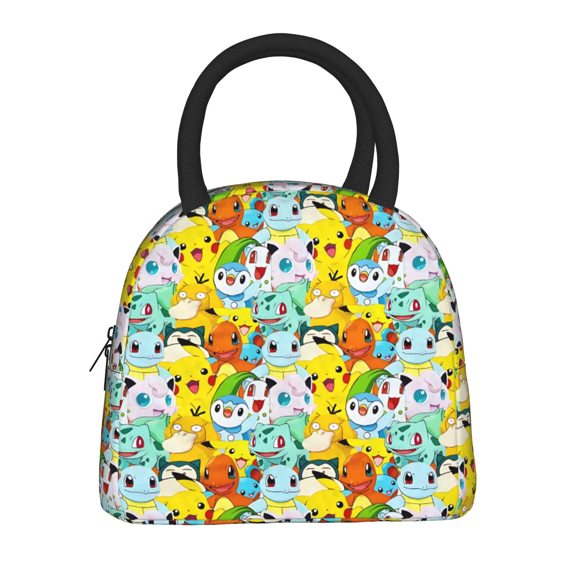 Cartoon Pokemon Theme Handbag Insulated Lunch Bag Insulation Bento Pack Rice Bag  bolsa Student Bento Lunch Handbag Insulation