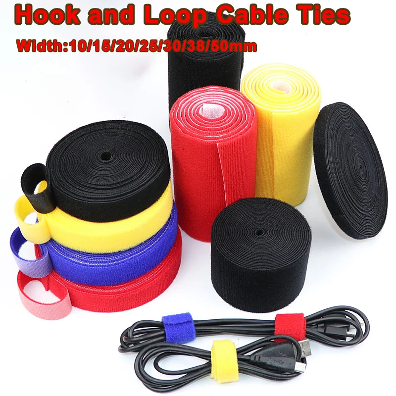 5M/Roll Self Fastener Hook and Loop Straps Cable Ties Reusable Cable Straps Double-Sided Self Gripping Fastener Cable Management