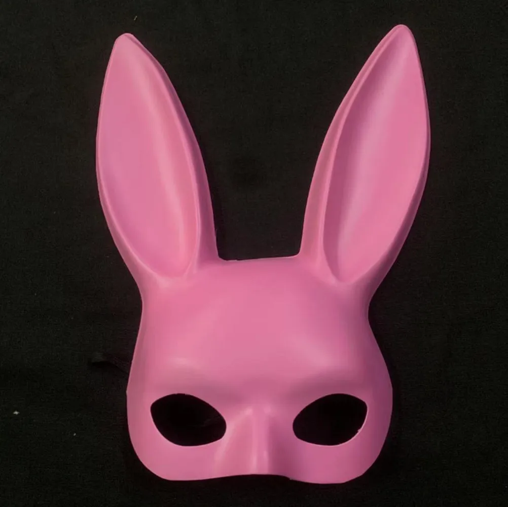 White/Black Anime Women Girl Sexy Bunny Mask Half Face Long Ears Bondage Mask Masquerade Party Cosplay Costume Props