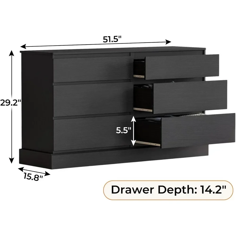 Wooden Storage Chest of Drawers, Large Capacity Clothing Storage Cabinet, Wide Dresser for Bedroom